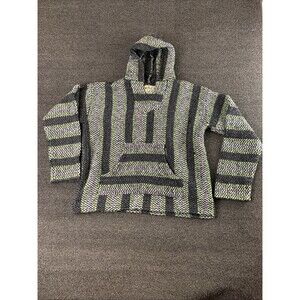 Baja Joe Hoodie Poncho Mens Medium Stripes Jamaica Rasta Hippie Skater Drug Rug